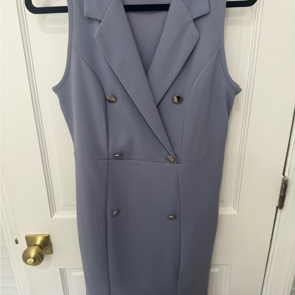 Revamped Gray Sheath Dress with Notched Collar NWB.